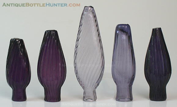 A run of amethyst pattern molded smelling bottles --- AntiqueBottleHunter.com